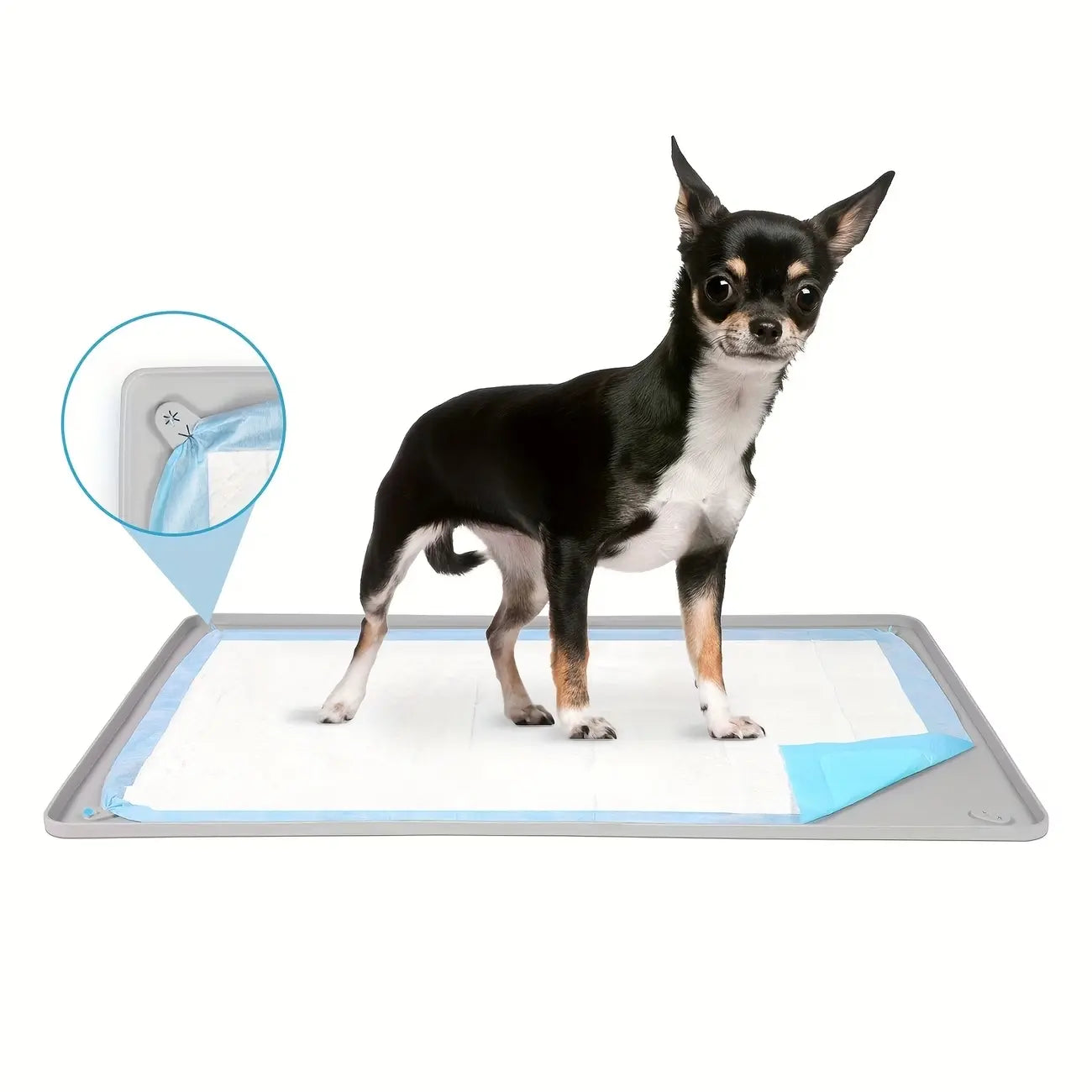 Leak-Proof Non-Slip Silicone Dog Pee Pad Holder for 24" x 24" Training Pads - Portable and Easy to Clean with Fixed Buttons