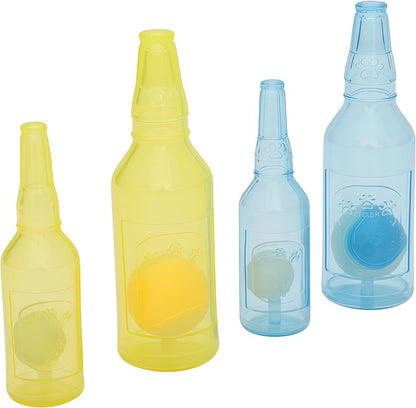 Squeaky Dog Ball Toy, Latex Chew & Fetch Toy, Wine Bottle Shape, Blue, Small