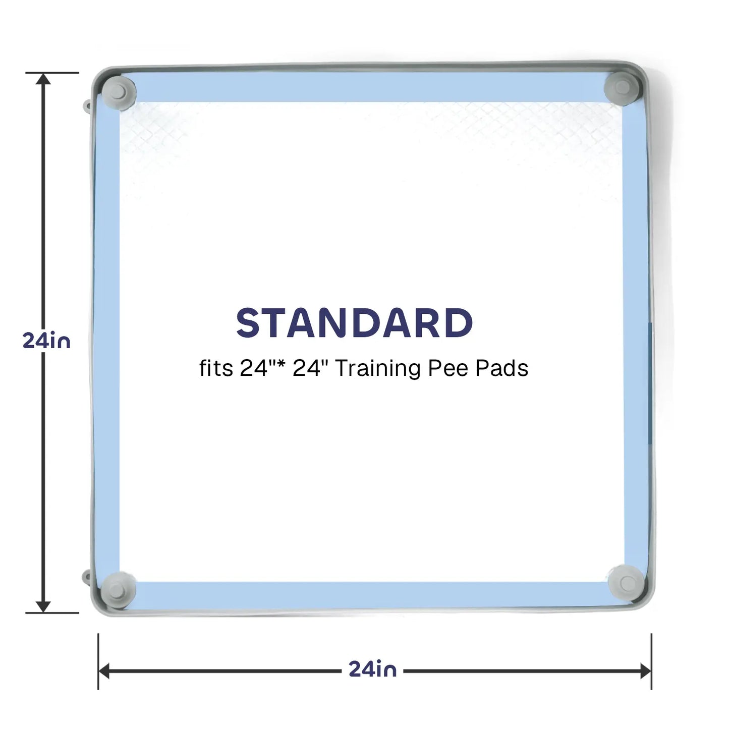 Leak-Proof Non-Slip Silicone Dog Pee Pad Holder for 24" x 24" Training Pads - Portable and Easy to Clean with Fixed Buttons