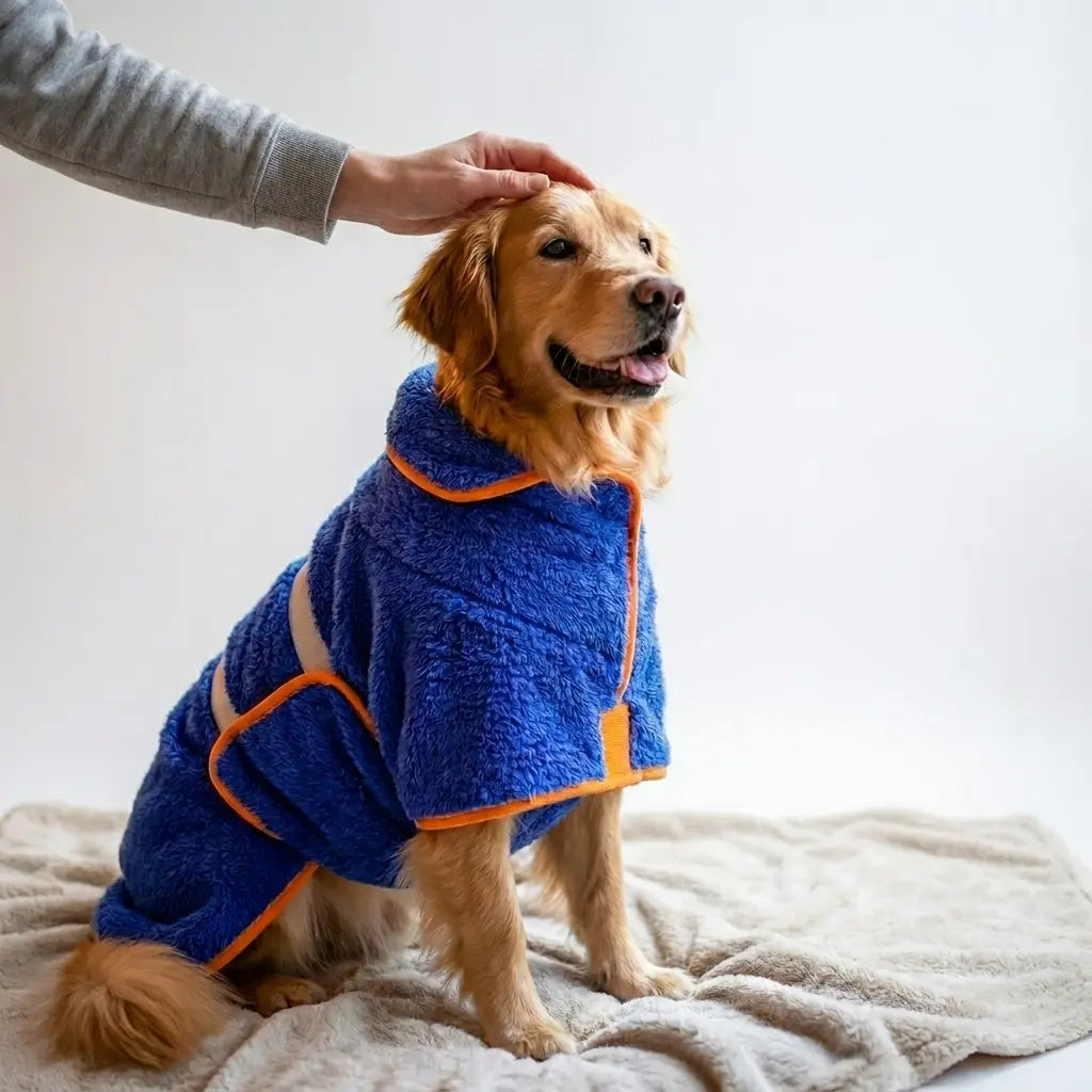 Bienbee Dog Bathrobe, Quick-Drying Super Absorbent Dog Robes for Bath, Pet Dressing Gown with Adjustable Velcro Strap, Warm Dog Clothing
