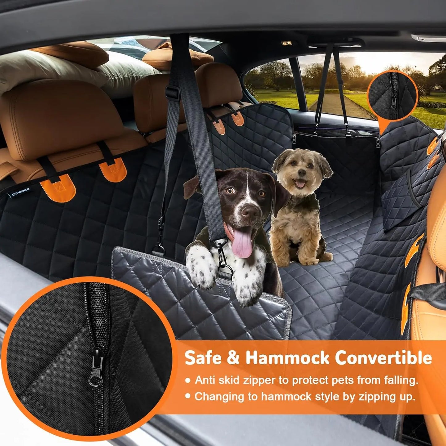 Waterproof Heavy-Duty Dog Car Seat Cover Hammock - Scratch-Proof, Non-Slip Back Seat Protector for Cars, Trucks, and SUVs