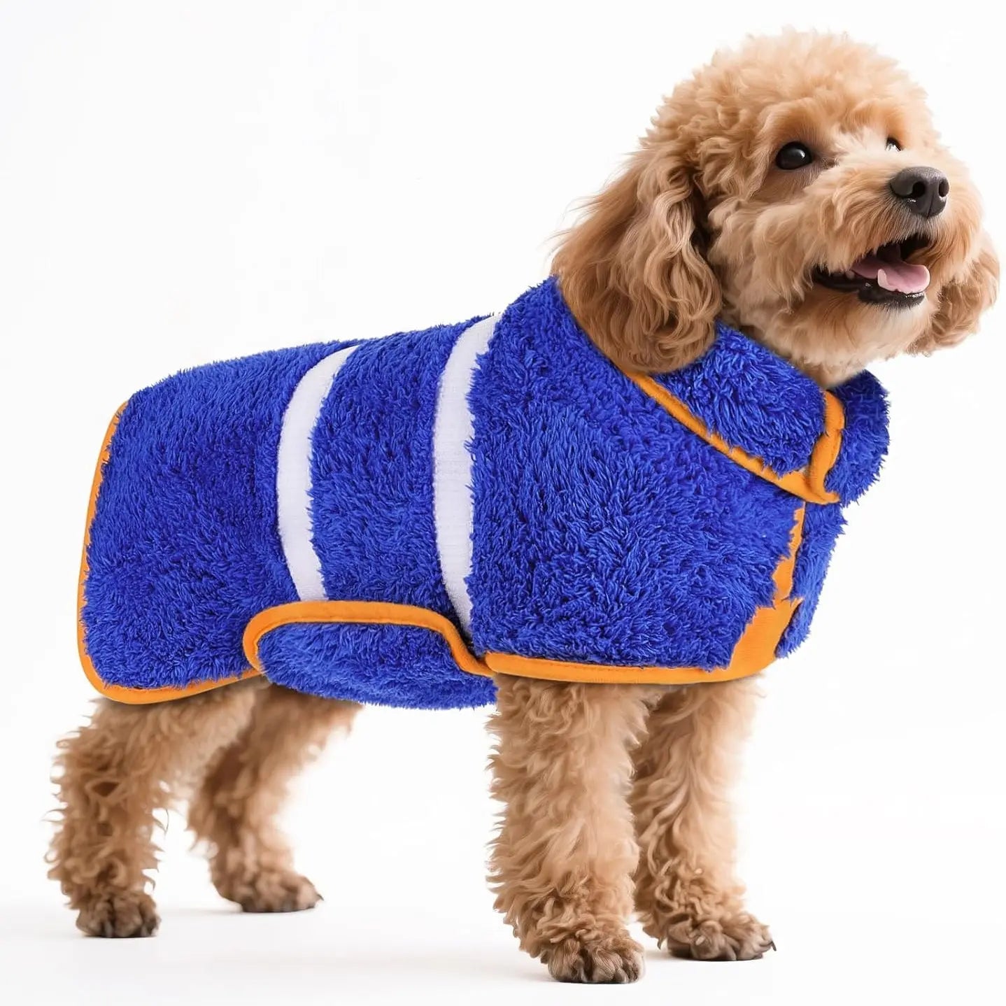 Bienbee Dog Bathrobe, Quick-Drying Super Absorbent Dog Robes for Bath, Pet Dressing Gown with Adjustable Velcro Strap, Warm Dog Clothing