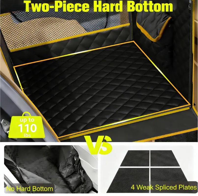Large & Medium Dog Car Basket, Rear Seat Extended Hammock Style. Hard-Floor Vehicle Compatible, Heavy-Duty Waterproof Dog Basket with 2 Mesh Windows, Storage Bag and Flip Straps, Suitable for Cars, Trucks and Suvs.