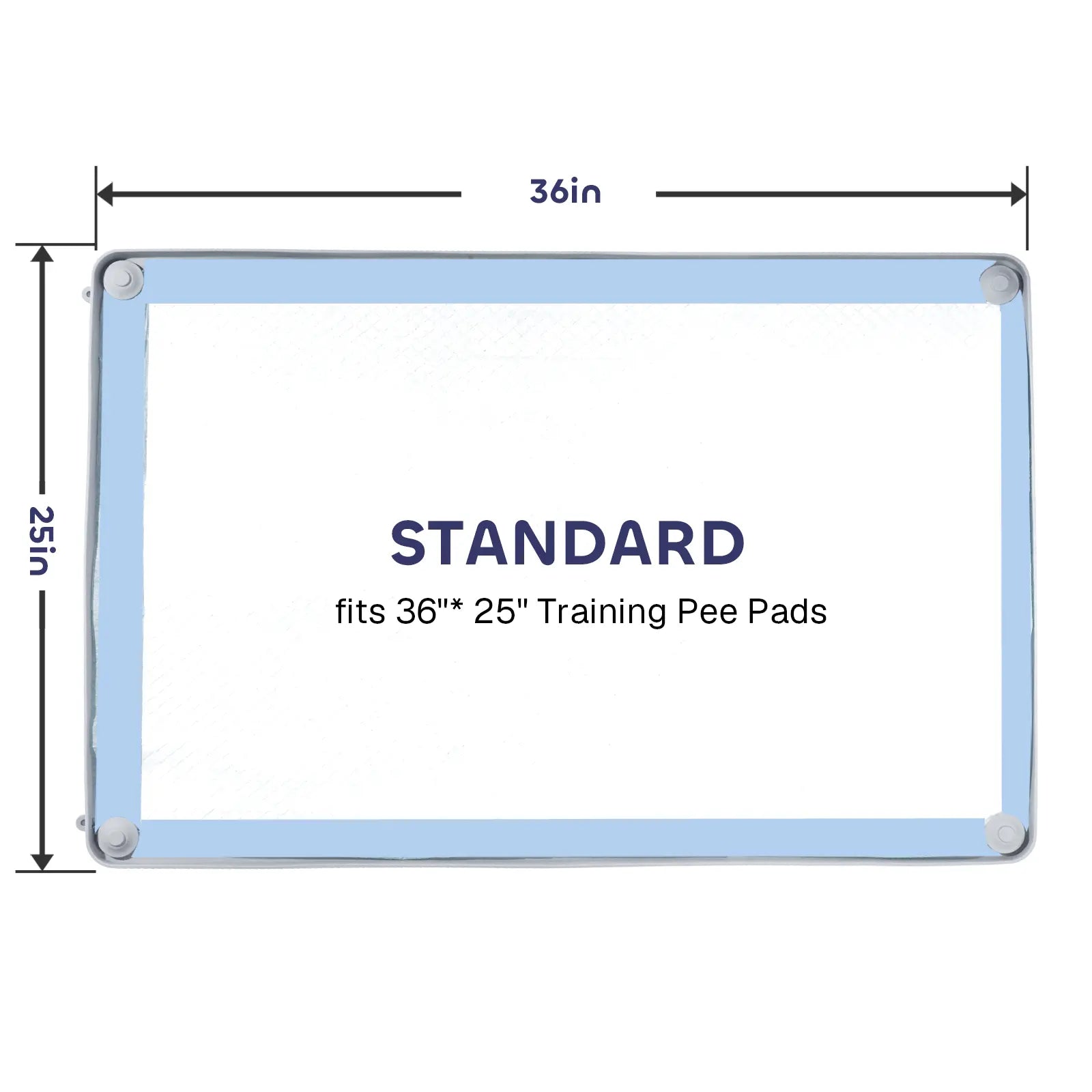 Leak-Proof Non-Slip Silicone Dog Pee Pad Holder for 24" x 24" Training Pads - Portable and Easy to Clean with Fixed Buttons