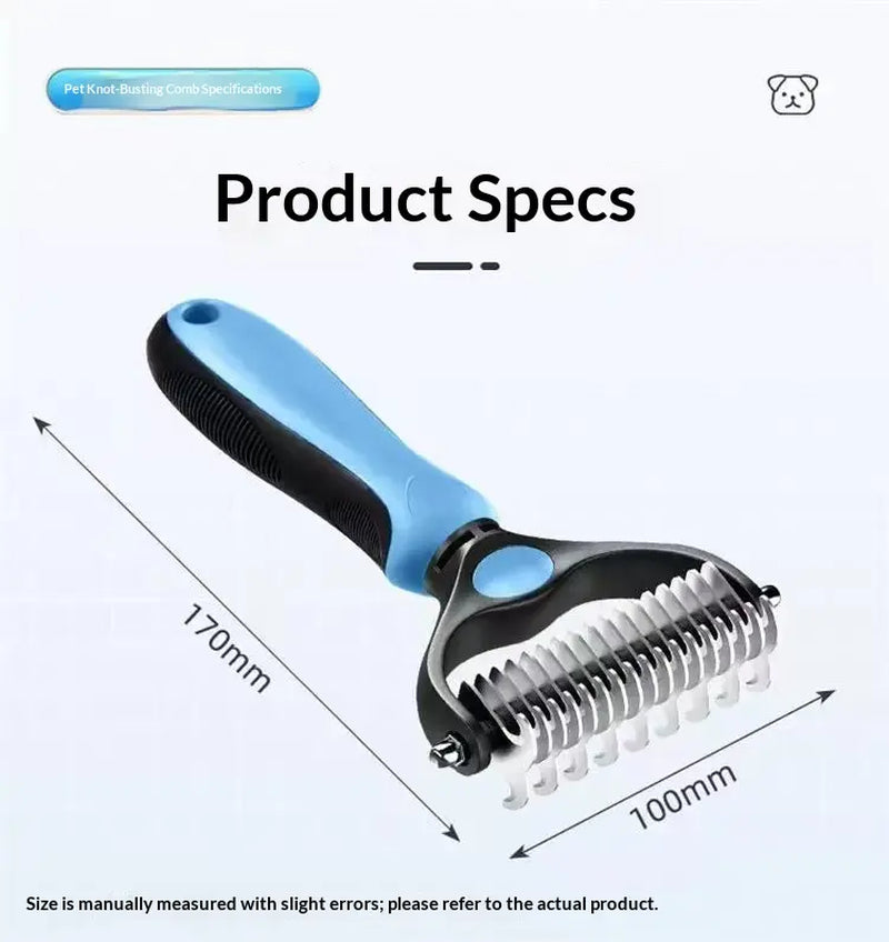 Pain-Free Dematting Undercoat Rake for Pets - Double-Sided Shedding Brush and Tangle Remover Tool for Dogs and Cats, Reduces Loose Hair and Mats Effortlessly