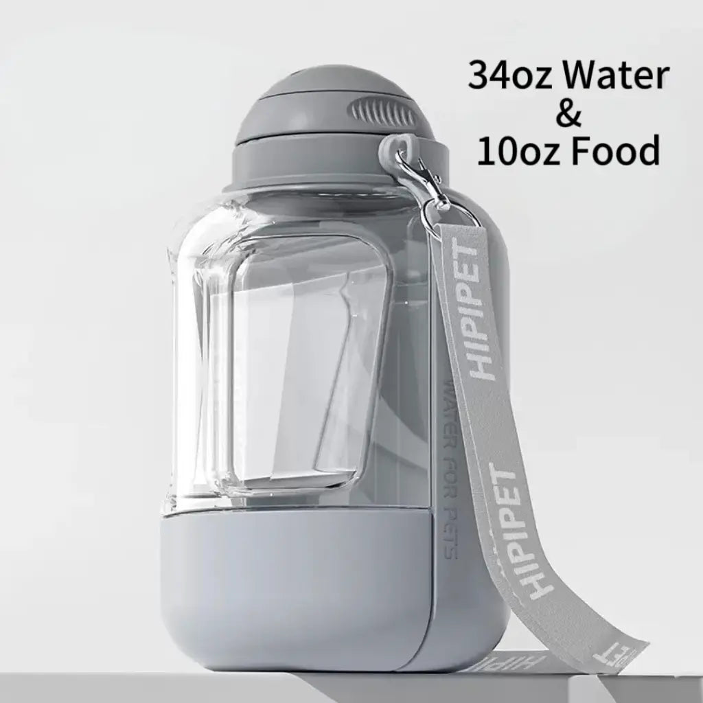 1000Ml Dog Water Bottle with 300Ml Food Container - Portable Leak-Proof Dispenser for Outdoor Pet Travel, Ideal for Walking, Hiking, and Camping - Perfect Gift for Dog Lovers