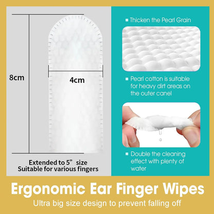 Ear Cleaning Wipes for Dogs and Cats - Comfortable Finger Design for Gentle Removal of Ear Wax, Debris, and Dirt | 50-Count Pack