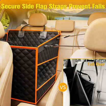 Large & Medium Dog Car Basket, Rear Seat Extended Hammock Style. Hard-Floor Vehicle Compatible, Heavy-Duty Waterproof Dog Basket with 2 Mesh Windows, Storage Bag and Flip Straps, Suitable for Cars, Trucks and Suvs.