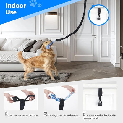 Spring Pole Rope Toys for Medium to Large Dogs - Interactive Tug of War Bungee Exercise Ropes for Indoor and Outdoor Use (Door Style)