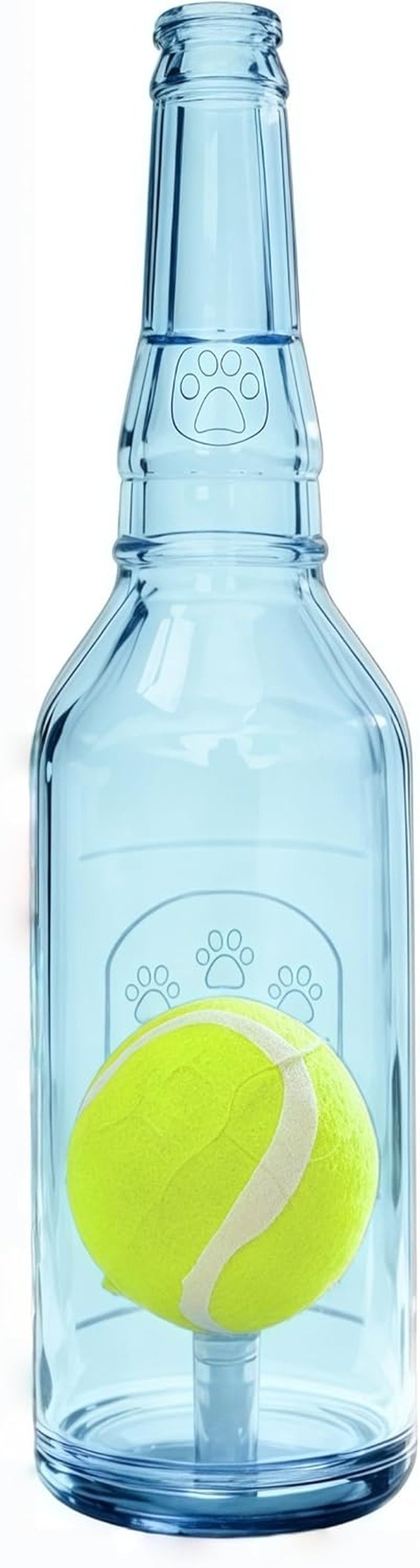 Squeaky Dog Ball Toy, Latex Chew & Fetch Toy, Wine Bottle Shape, Blue, Small