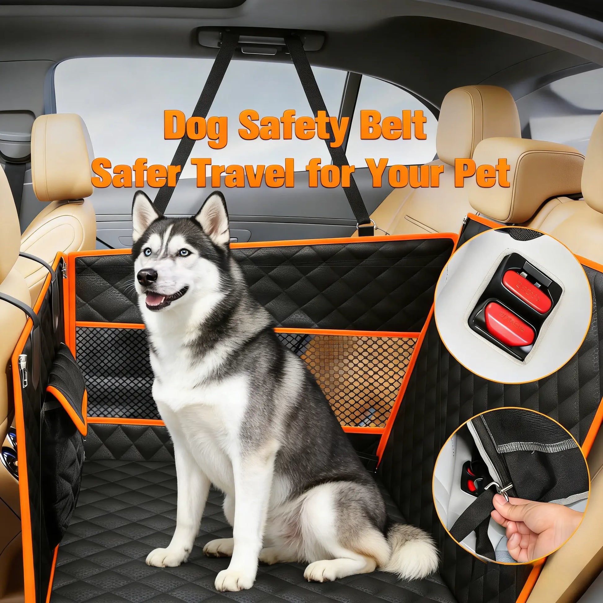 Large & Medium Dog Car Basket, Rear Seat Extended Hammock Style. Hard-Floor Vehicle Compatible, Heavy-Duty Waterproof Dog Basket with 2 Mesh Windows, Storage Bag and Flip Straps, Suitable for Cars, Trucks and Suvs.