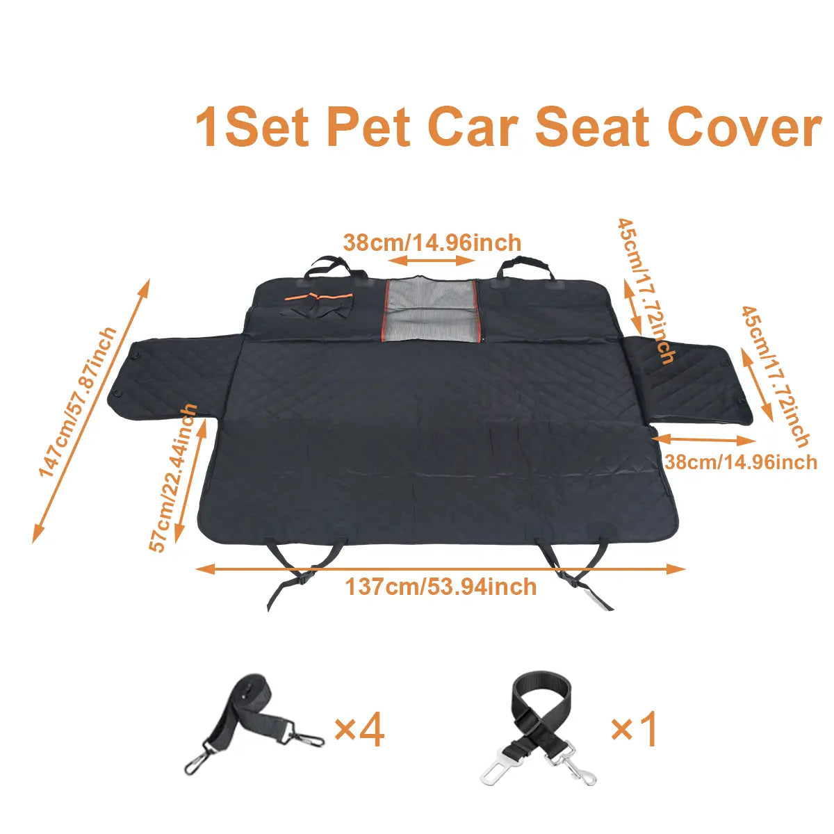 Waterproof Heavy-Duty Dog Car Seat Cover Hammock - Scratch-Proof, Non-Slip Back Seat Protector for Cars, Trucks, and SUVs