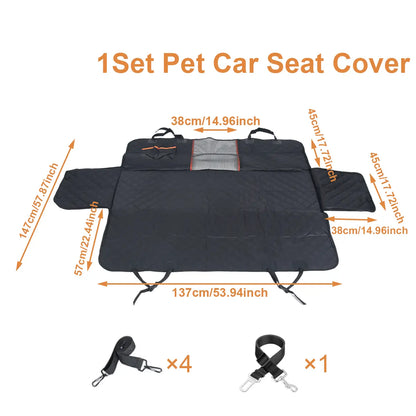 Waterproof Heavy-Duty Dog Car Seat Cover Hammock - Scratch-Proof, Non-Slip Back Seat Protector for Cars, Trucks, and SUVs