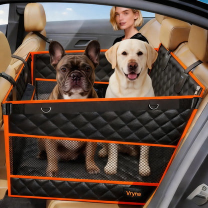 Large & Medium Dog Car Basket, Rear Seat Extended Hammock Style. Hard-Floor Vehicle Compatible, Heavy-Duty Waterproof Dog Basket with 2 Mesh Windows, Storage Bag and Flip Straps, Suitable for Cars, Trucks and Suvs.