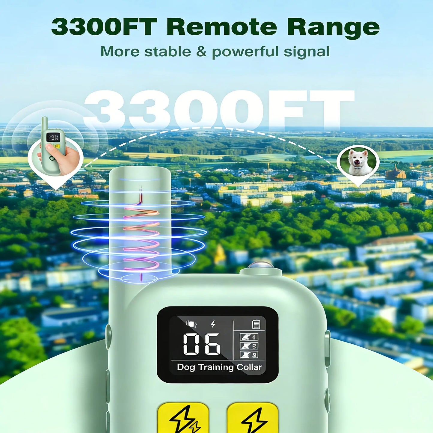 Dog Shock Collar for 2 Dogs, 3300Ft Training Collar with Remote, 3 Modes: Beep, Shock, Rechargeable, Adjustable, for Medium Large Dogs (20-150Lbs), Rechargeable Collars