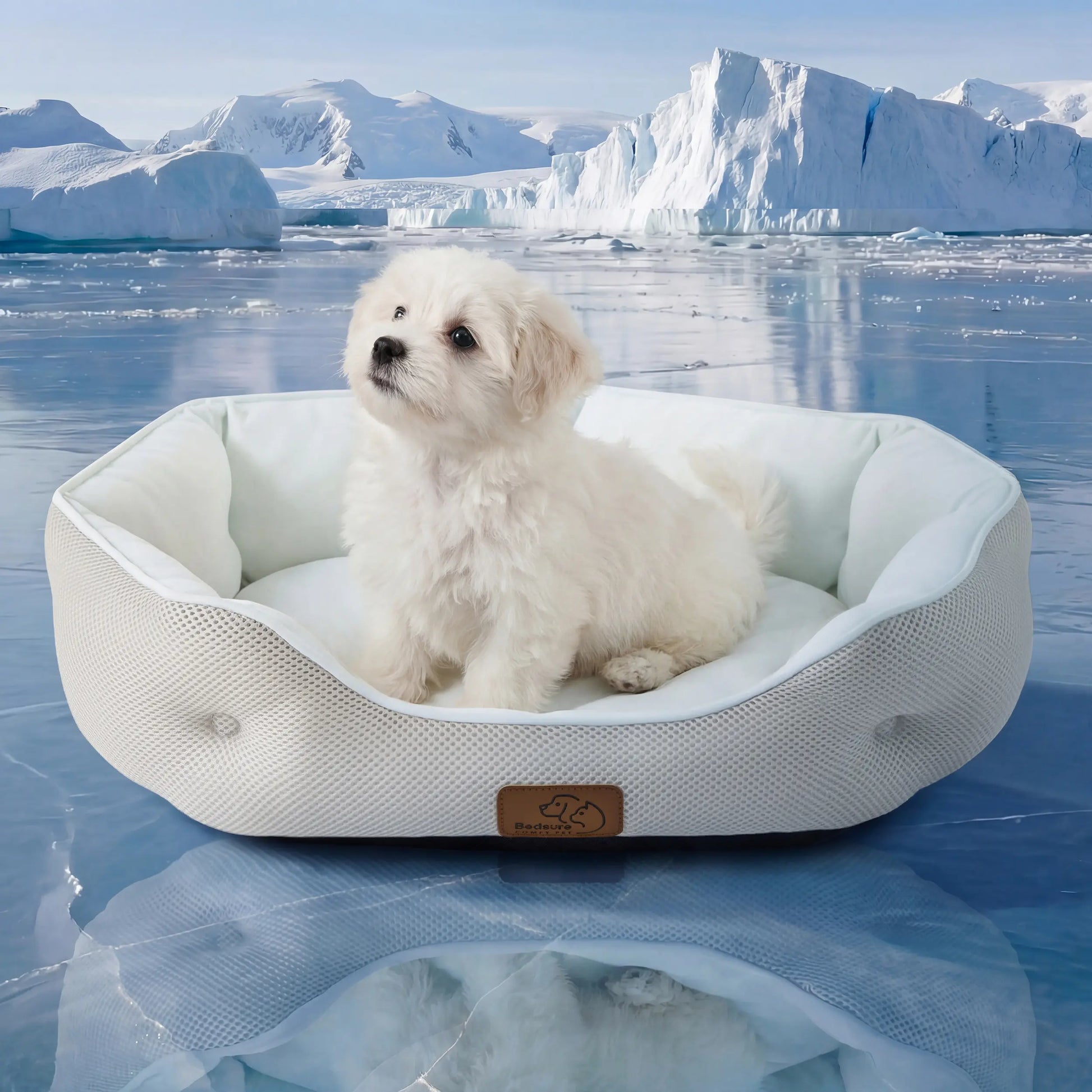 Bedsure Dog Cooling Mat - Q-MAX>0.4 Washable Non-Slip Summer Bed for Large Dogs, Gel-Free and Electric-Free