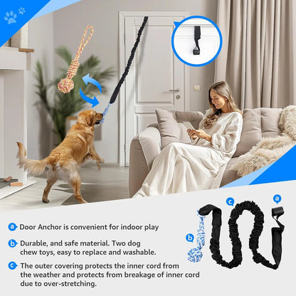 Spring Pole Rope Toys for Medium to Large Dogs - Interactive Tug of War Bungee Exercise Ropes for Indoor and Outdoor Use (Door Style)