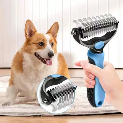 Pain-Free Dematting Undercoat Rake for Pets - Double-Sided Shedding Brush and Tangle Remover Tool for Dogs and Cats, Reduces Loose Hair and Mats Effortlessly